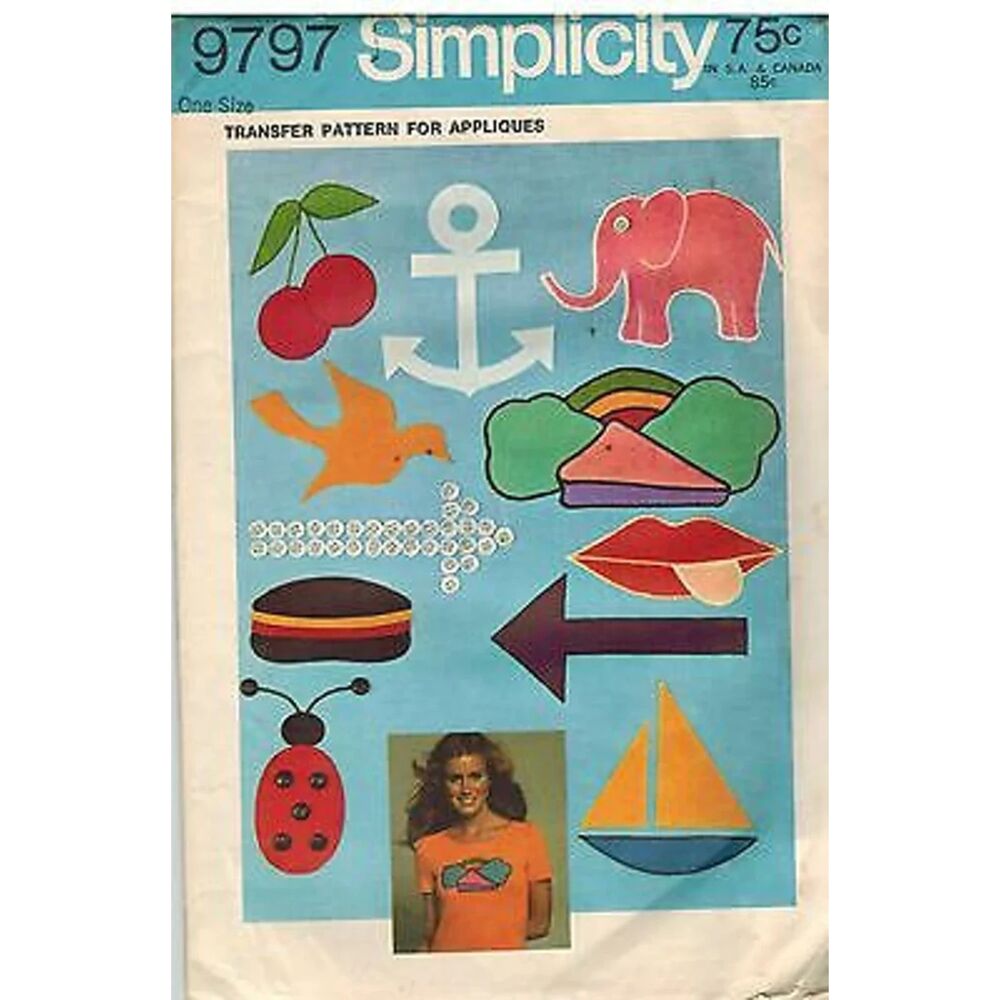 9797 Vintage Simplicity Sewing Pattern Transfer Pattern for Appliques Eleven OOP